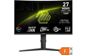 Slika izdelka: Zaslon MSI MAG 275CQRF QD E2 / 27" / WQHD / Rapid VA / 180Hz / 0.5ms (GtG) / ukrivljen / črn - nastavljiv po višini - PD 15W