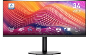 Slika izdelka: Zaslon MSI Modern MD342CQP / 34" / UWQHD / VA / 120Hz / 1ms (MPRT) / ukrivljen / KVM / črn - nastavljiv po višini - PD 98W