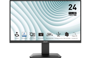 Slika izdelka: Zaslon MSI PRO MP2412 / 23.8" / FHD / VA / 100Hz / 1ms (MPRT) / črn